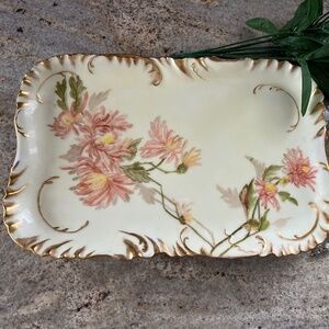 Haviland & Co. Limoges Tray circa 1896 Rare Antique Hand-Painted Chrysanthemums